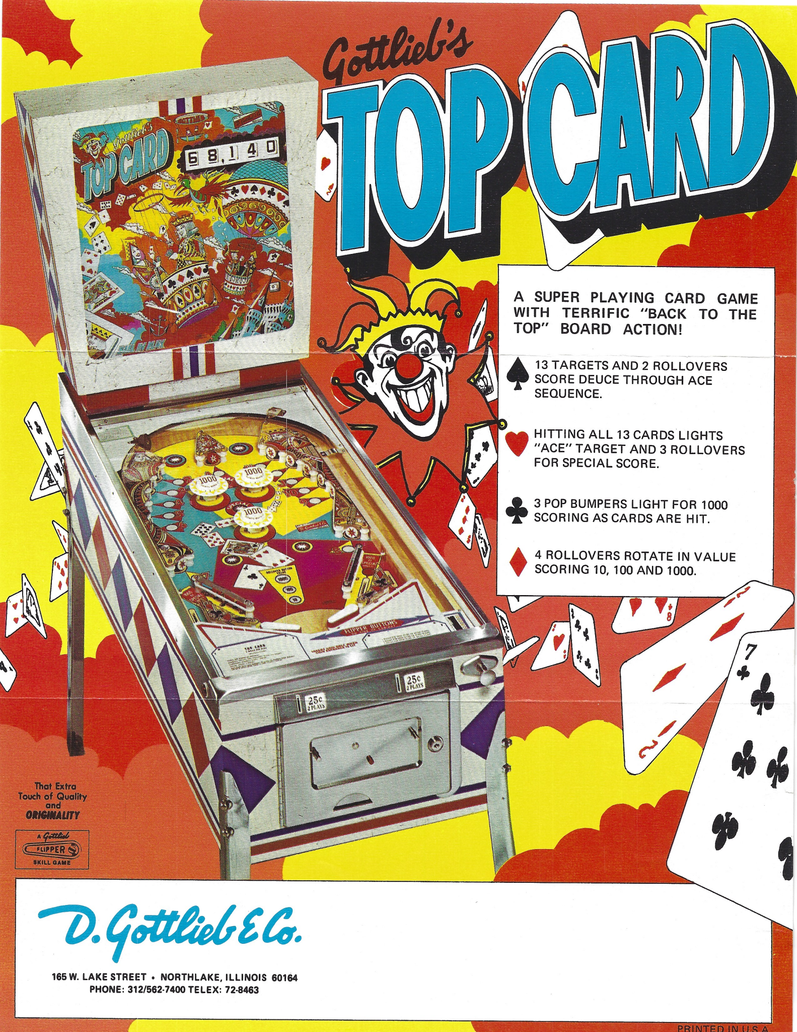 Top Card Pinball Machine (Gottlieb, 1974) - Image gallery | Pinside ...